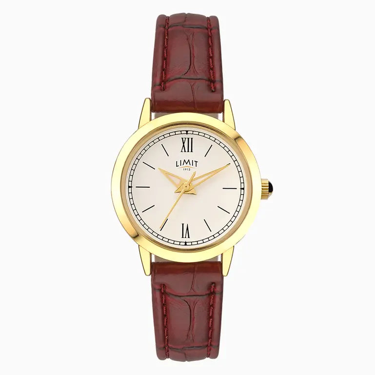 Ladies Limit Watch Gold Case And PU Strap with Cream Dial