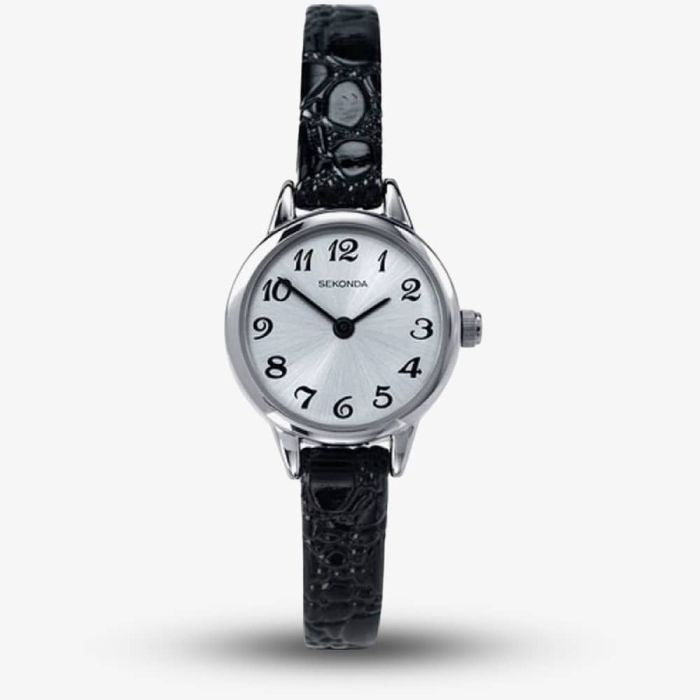 Ladies Sekonda Brooks Watch Classic Black Strap/Grey Face