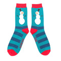 Mr Heron Snowmen Stripes Socks Teal