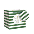 Belly Button Christmas Green Striped Mug Giftbag