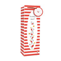 Belly Button Christmas Robin Striped Bottle Gift Bag