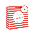 Belly Button Christmas Robin and Stripes Medium Gift Bag