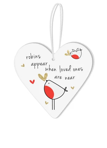 Belly Button Designs Robins Appear Heart Plaque