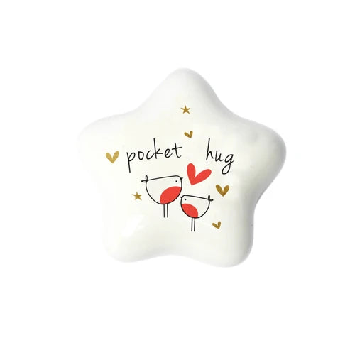Belly Button Robin Pocket Hug Star Porcelain Token