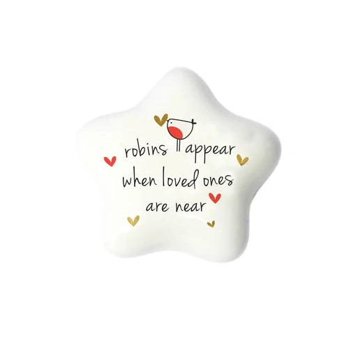 Belly Button Robins Appear Star Porcelain Token