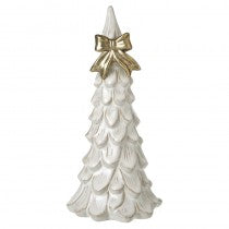 Heaven Sends Cream Porcelain Christmas Tree with Gold Bow