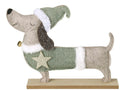 Sausage Dog in Green Coat and Hat