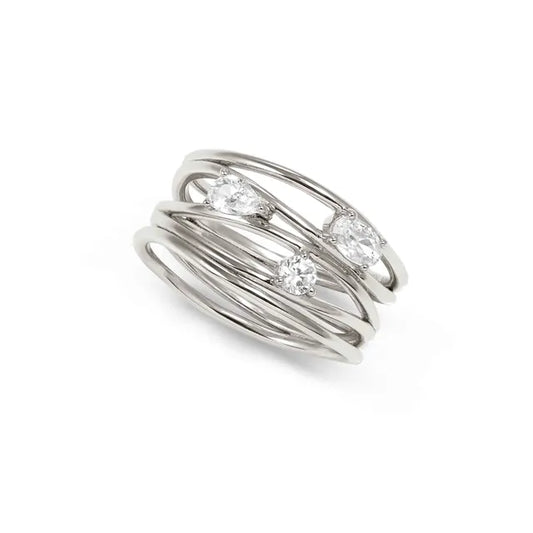 Nomination My Rebel Art Band Ring Sterling Silver With CZ Size 15 242802/010/006