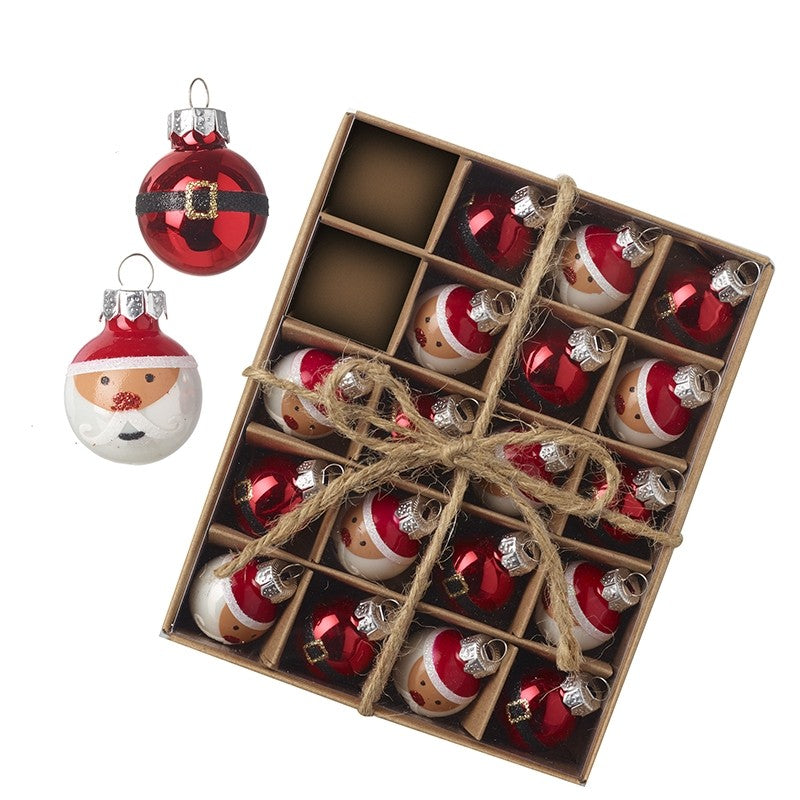Heaven Sends Glass Santa Heads And Belt Baubles Pack 20