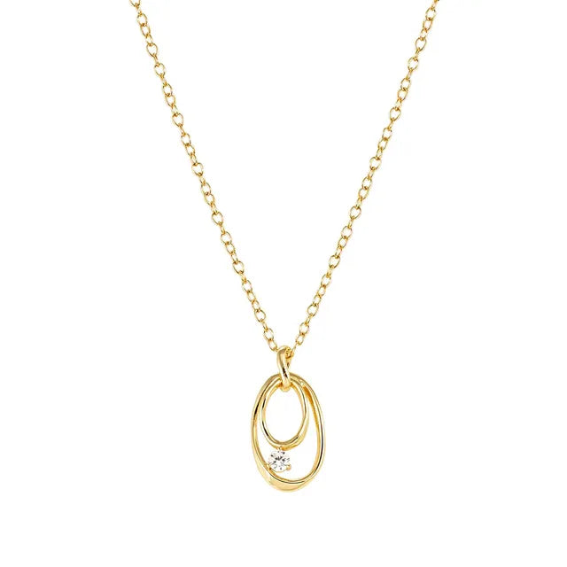 Nomination My Rebel Art Sterling Silver Small Oval Necklace With CZ Yellow Gold 242806/055