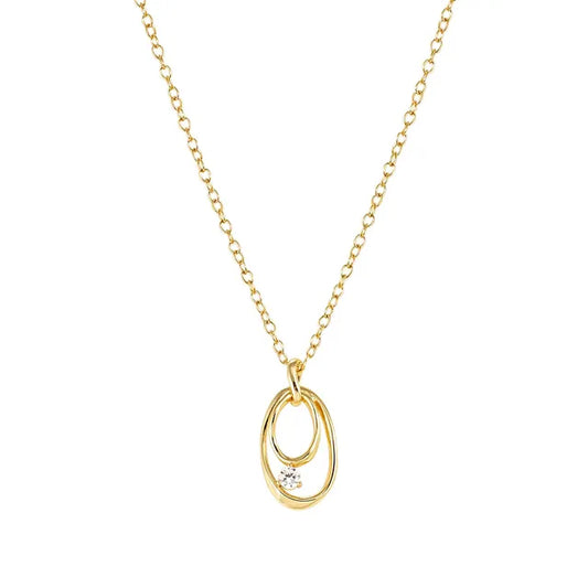 Nomination My Rebel Art Sterling Silver Small Oval Necklace With CZ Yellow Gold 242806/055