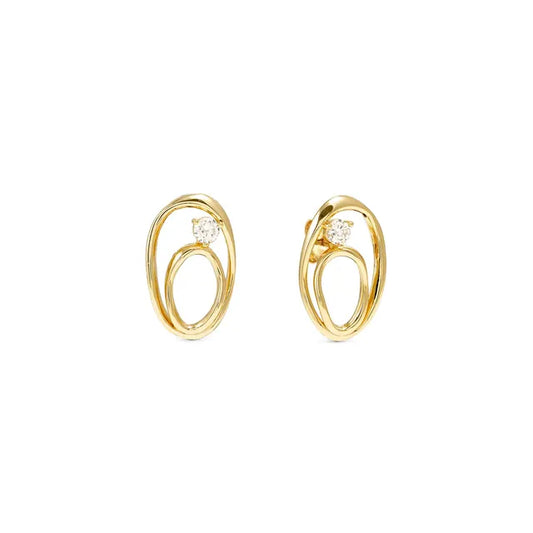 Nomination My Rebel Art Sterling Silver Small Oval Earrings With CZ Yellow Gold 242811/055