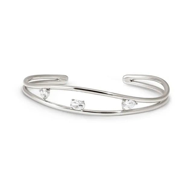 Nomination My Rebel Art Sterling Silver Small Cuff Bangle With Trilogy Of CZ 242818/010