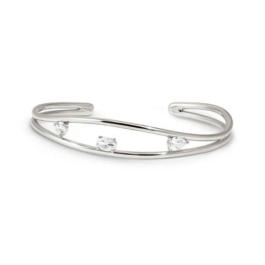 Nomination My Rebel Art Sterling Silver Small Cuff Bangle With Trilogy Of CZ 242818/010