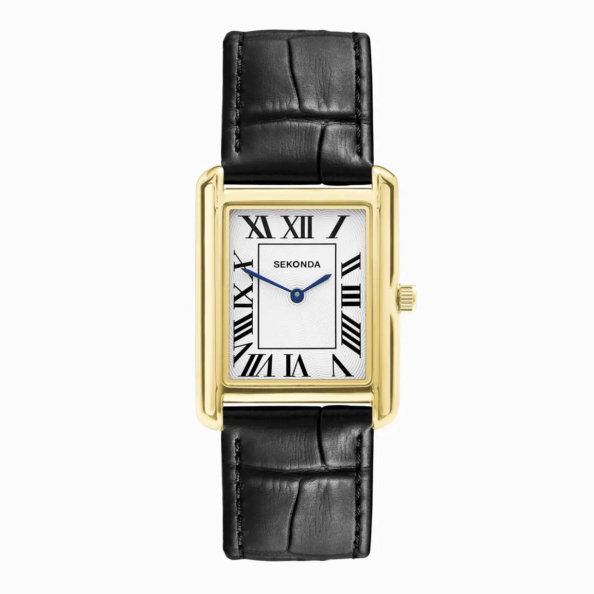 Mens Sekonda Clement Watch Gold Alloy Case And Black Leather Strap With  White Dial