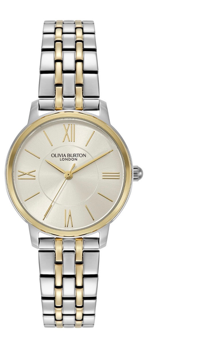 Olivia Burton Classic 30mm Westbourne White And Two Tone Bracelet Watch
