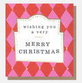 Caroline Gardner Pink and Orange Diamond Pattern With Christmas Label