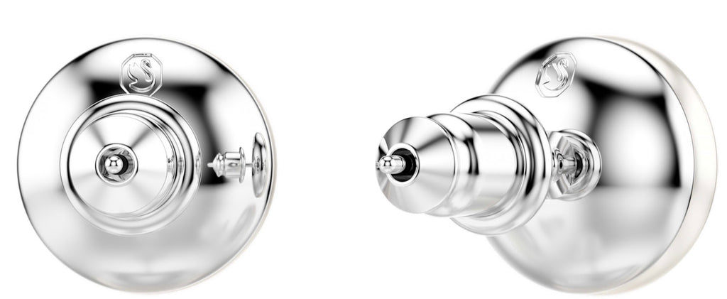 Swarovski Matrix Stud Earrings Crystal Pearl White Rhodium