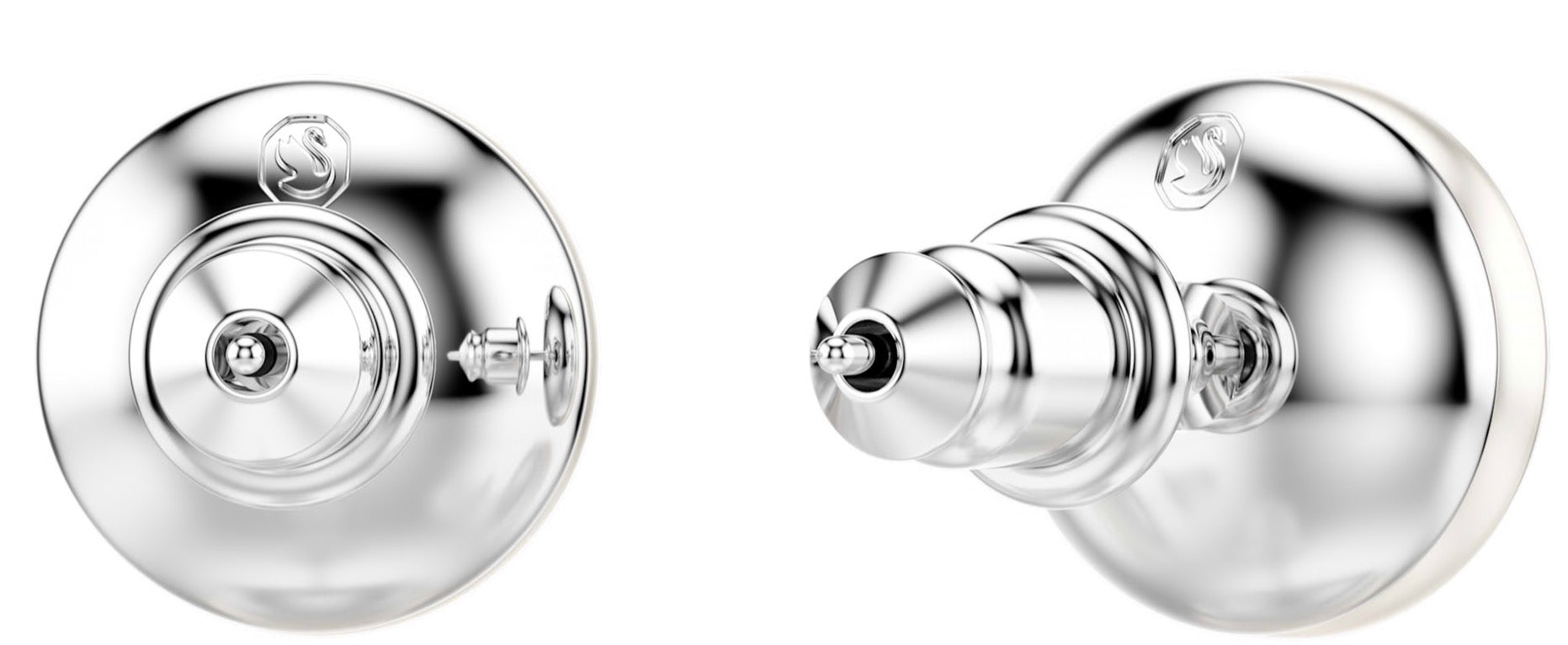 Swarovski Matrix Stud Earrings Crystal Pearl White Rhodium