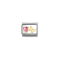 Nomination Classic Gold Pink CZ Heart & Butterfly Charm 030613/14