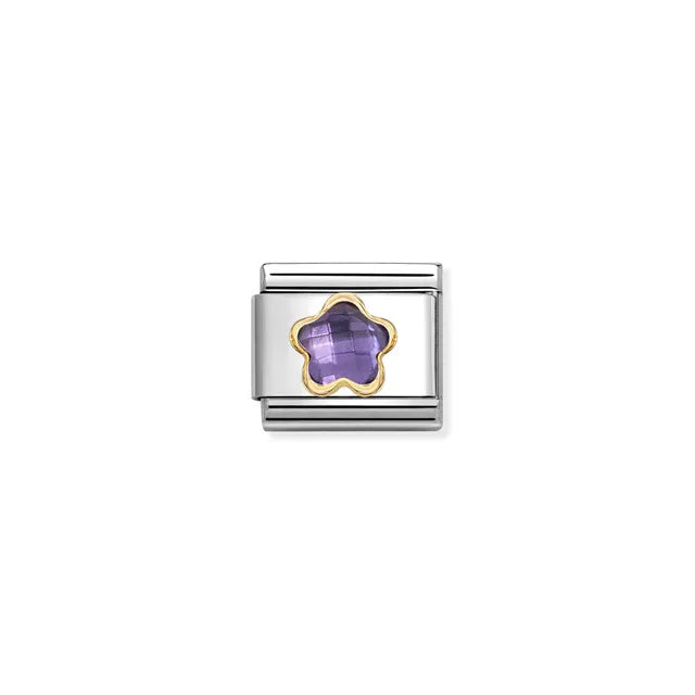Nomination Classic Gold Purple CZ Faceted Flower Charm 030615/001