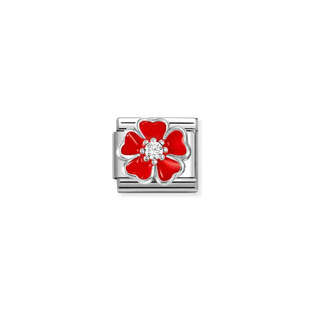 Nomination Classic Silver Red Poppy Flower Charm 330321/20