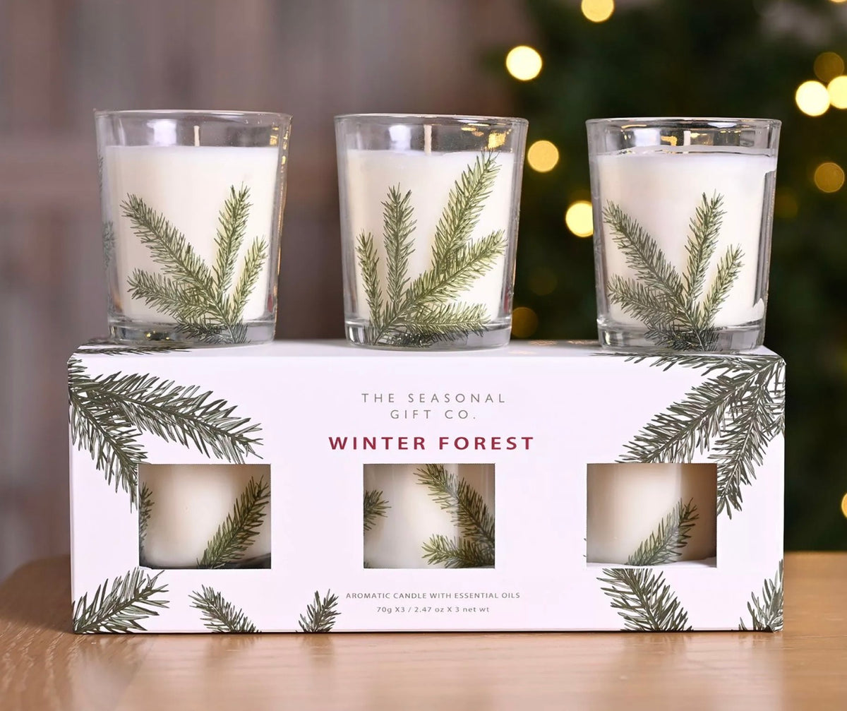 Set of 3 Pine Pattern Scented Candles 70G