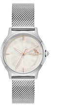 Olivia Burton Signature 30mm Classic Bee White & Silver Mesh Watch