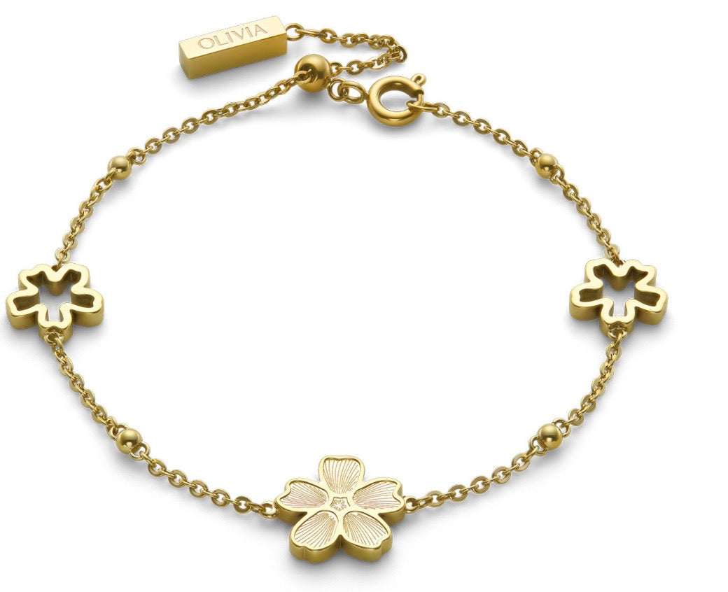 Olivia Burton Signature Forget Me Not Floral Gold Plated Bracelet