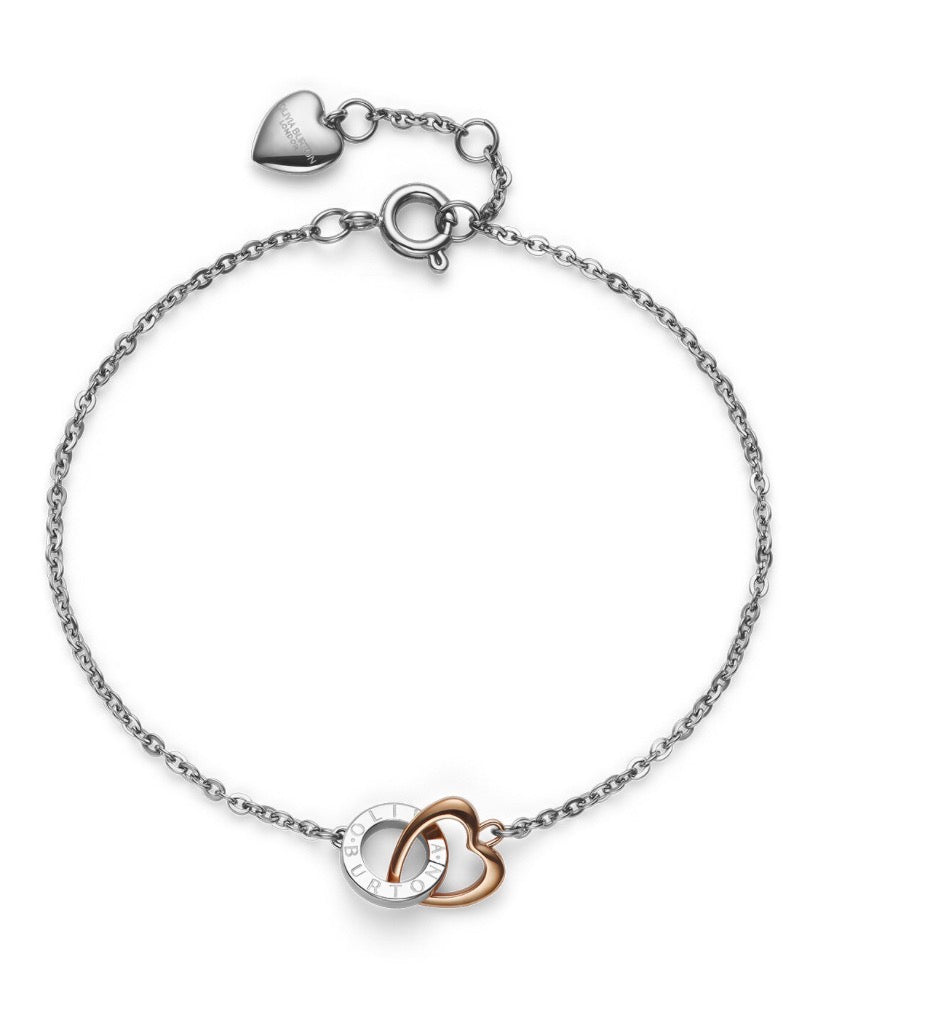 Olivia Burton Classic Kindred Interlink Heart Silver & Rose Gold Plated Bracelet