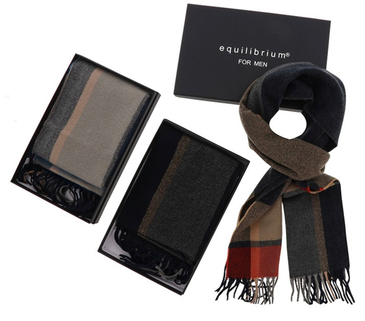 Equilibrium For Men Colour Blocks Fringed Scarf