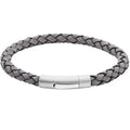 Men’s Unique & Co Grey Suede Leather Bracelet With Matte & Polished Steel Clasp 19cm
