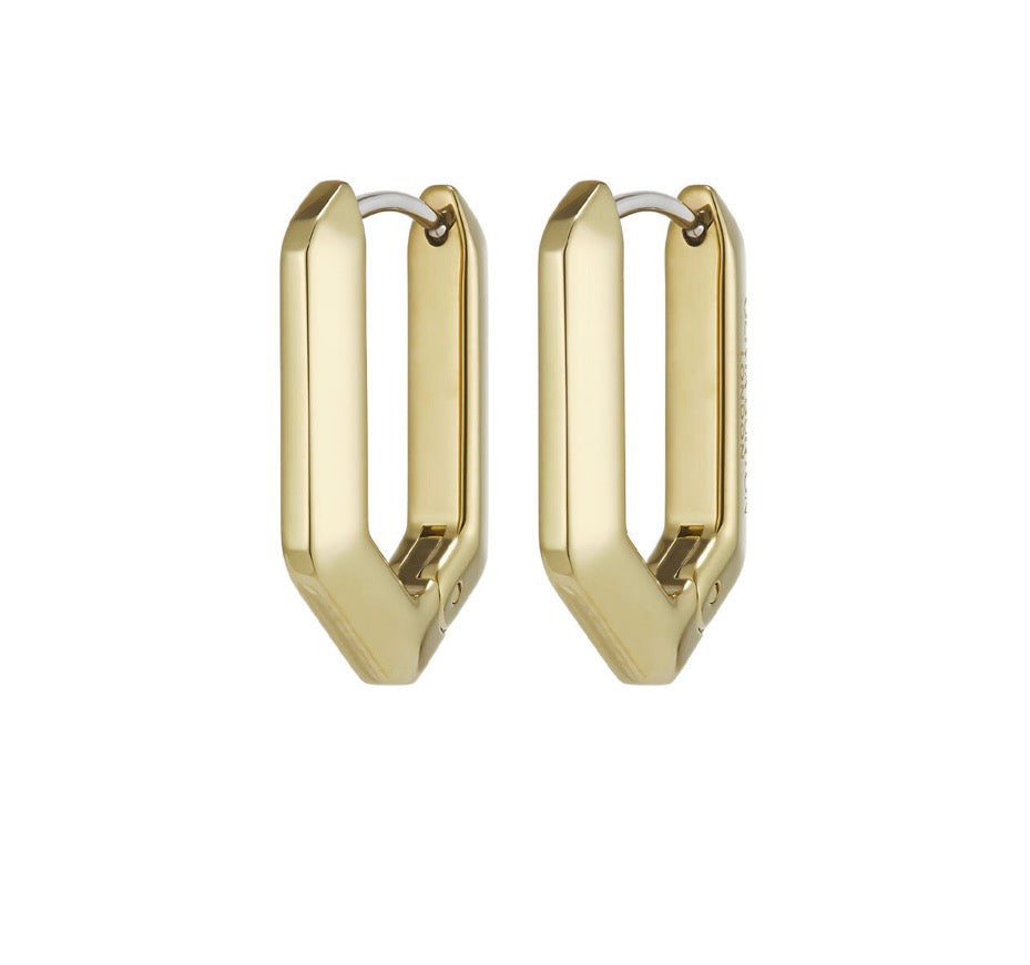 Olivia Burton Signature Honeycomb Geo Gold Plated Hoop Earrings