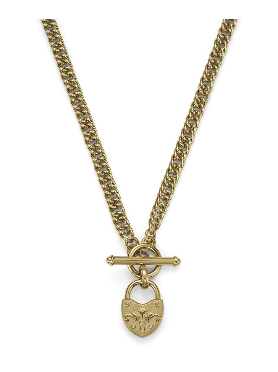 Olivia Burton Classic Lock Heart Gold Plated Toggle Necklace