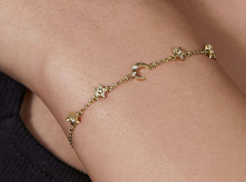 Olivia Burton Signature Celestial Mini North Star And Moon Gold Plated Bracelet