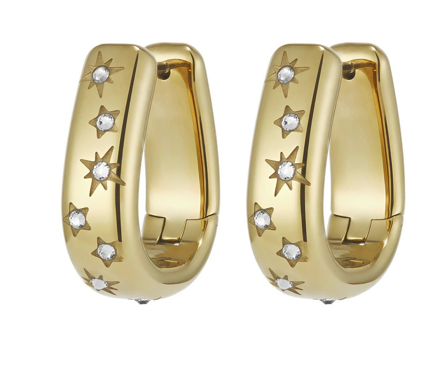 Olivia Burton Classic Celestial Crystal Gold Plated Hoop Earrings