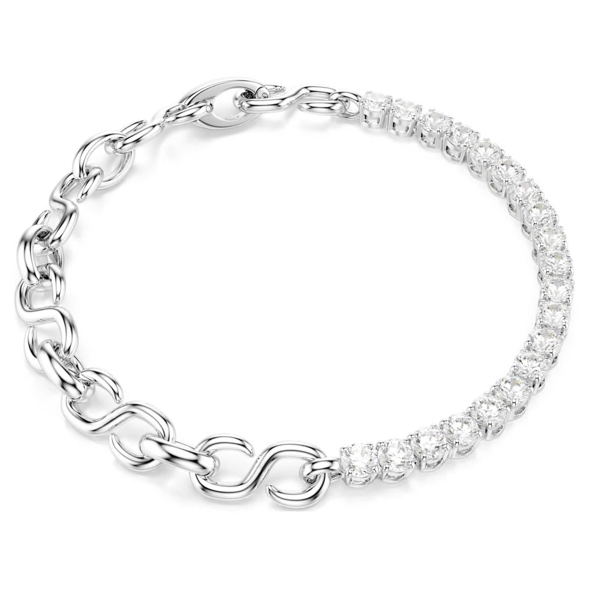 Swarovski Matrix Chain Bracelet Round Cut White Rhodium Plated