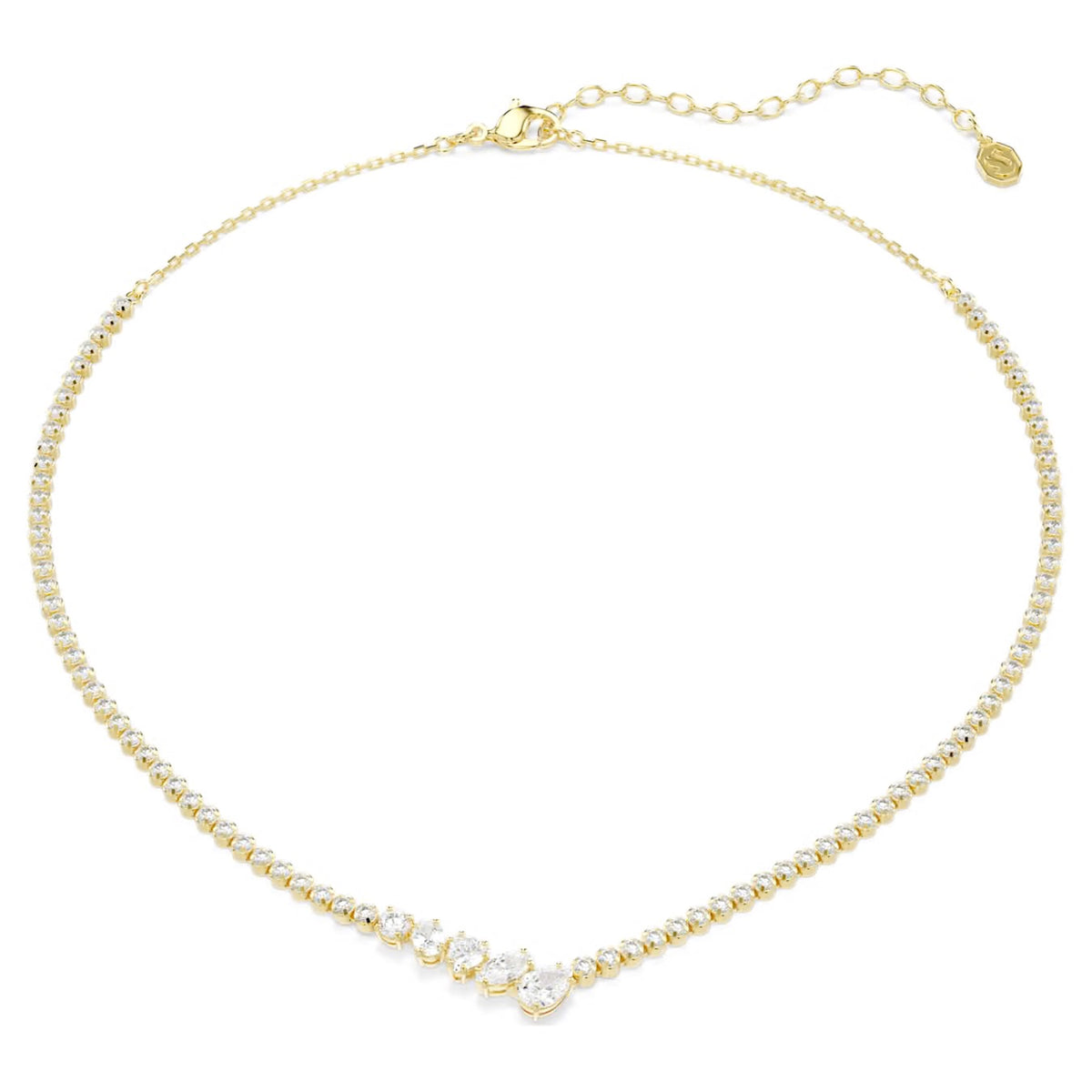Swarovski Mesmera V Shape Necklace Mixed Cuts White 18K Gold Finish