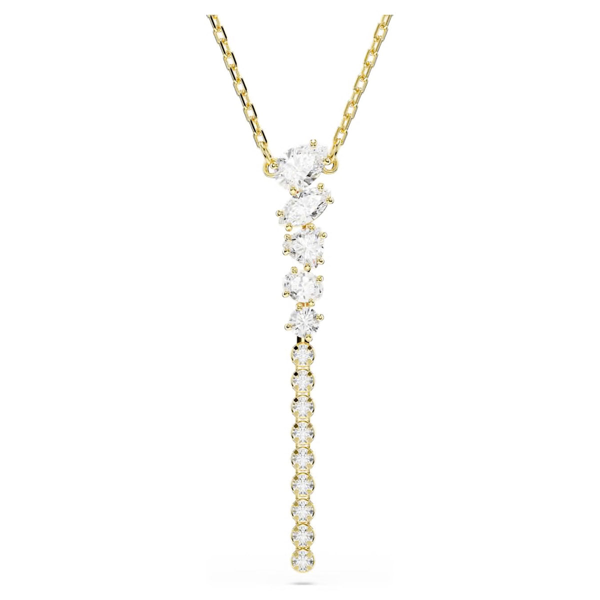 Swarovski Mesmera Y Necklace Mixed Cuts White 18K Gold Finish