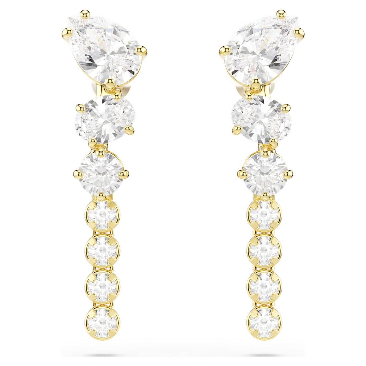 Swarovski Mesmera Drop Earrings Mixed Cuts White 18K Gold Finish