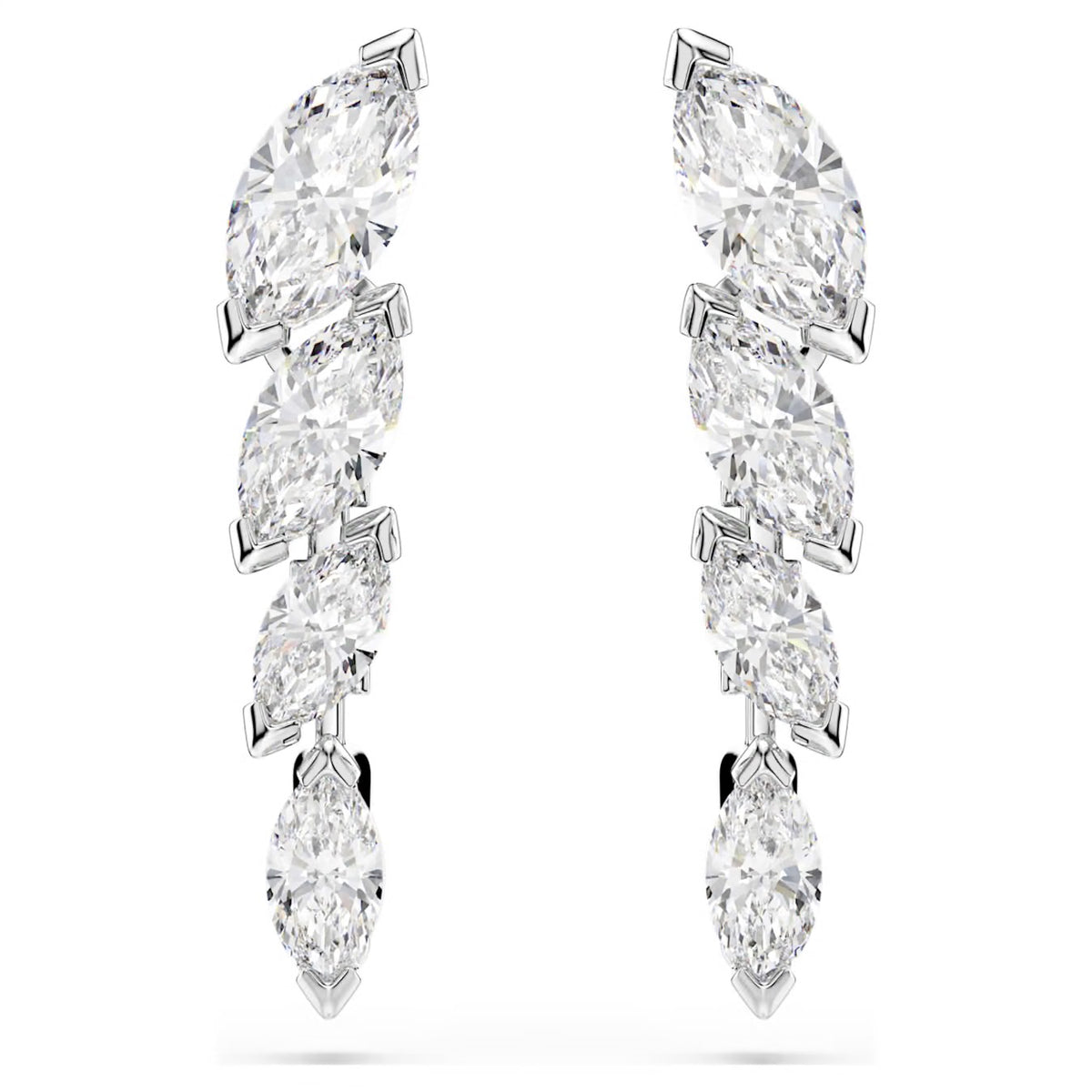 Swarovski Mesmera Silver Drop Earrings Marquise Cut White Rhodium Plated