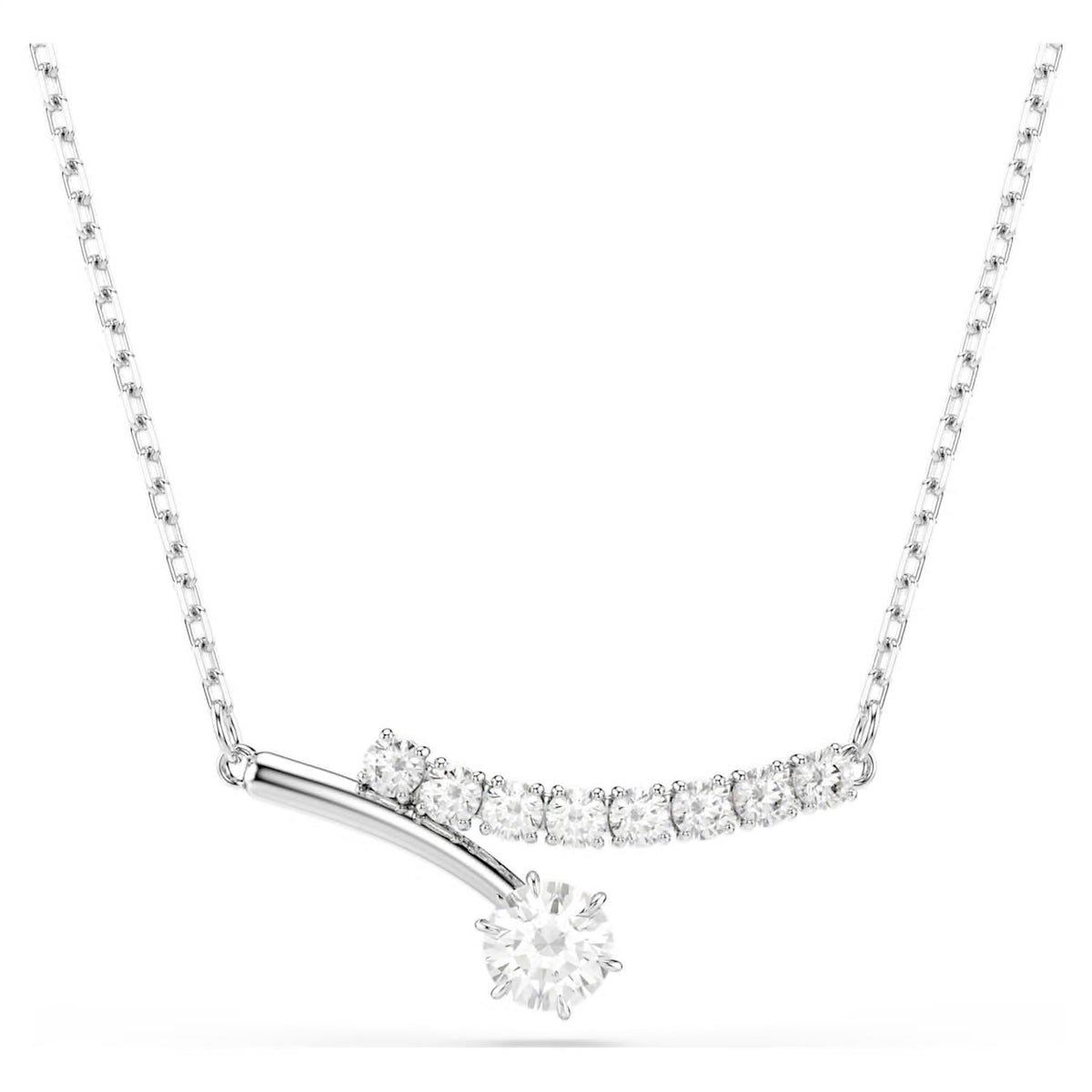 Swarovski Matrix Necklace Round Cut White Rhodium Plated