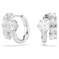 Swarovski Matrix Hoop Earrings Round Cut White Rhodium Plated