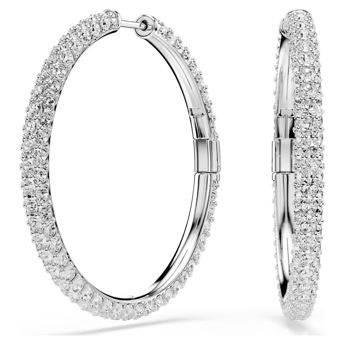 Swarovski Dextera Hoop Earrings Round Cut White Rhodium Plated