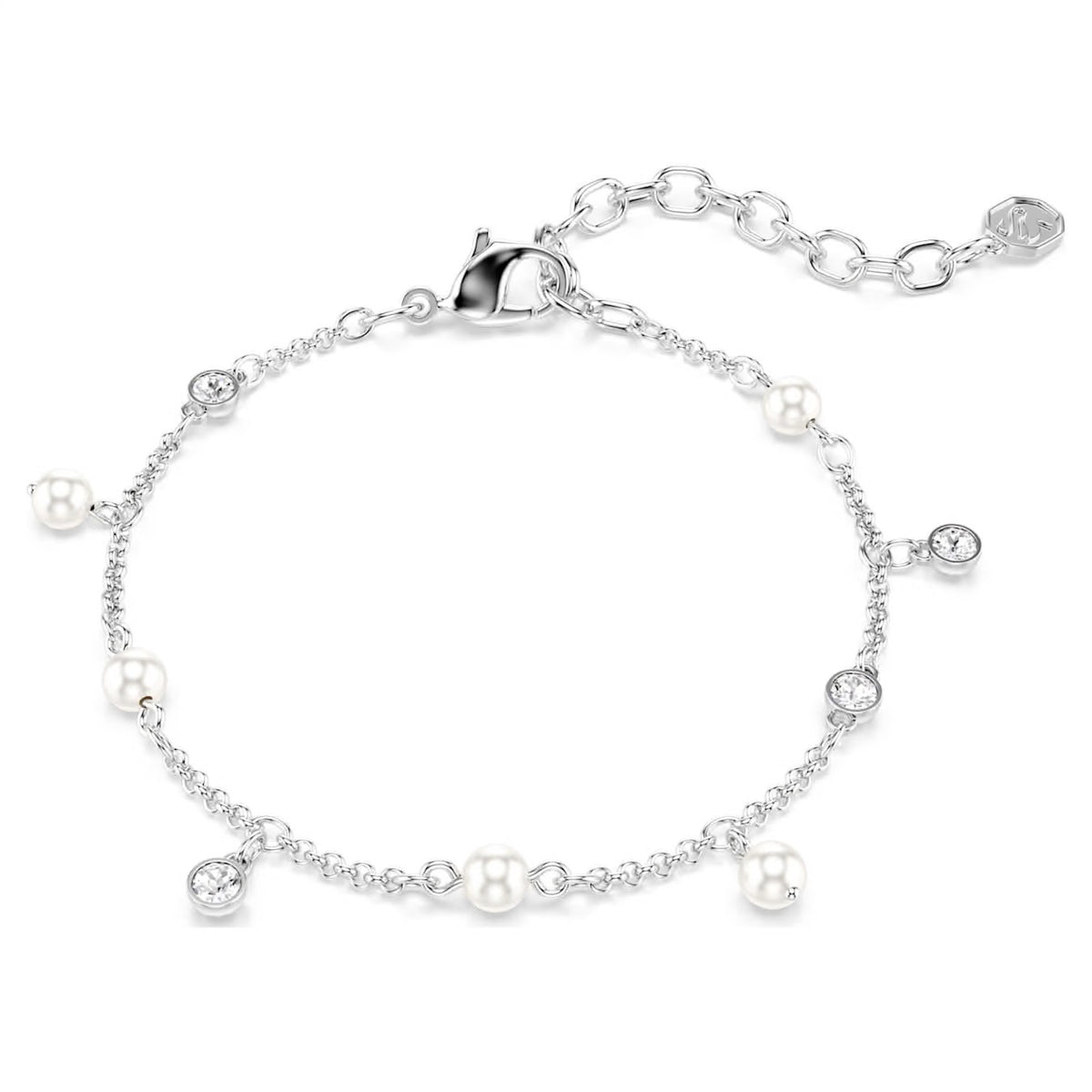 Swarovski Imber Strand Crystal Pearl Round Cut White Rhodium Plated Bracelet