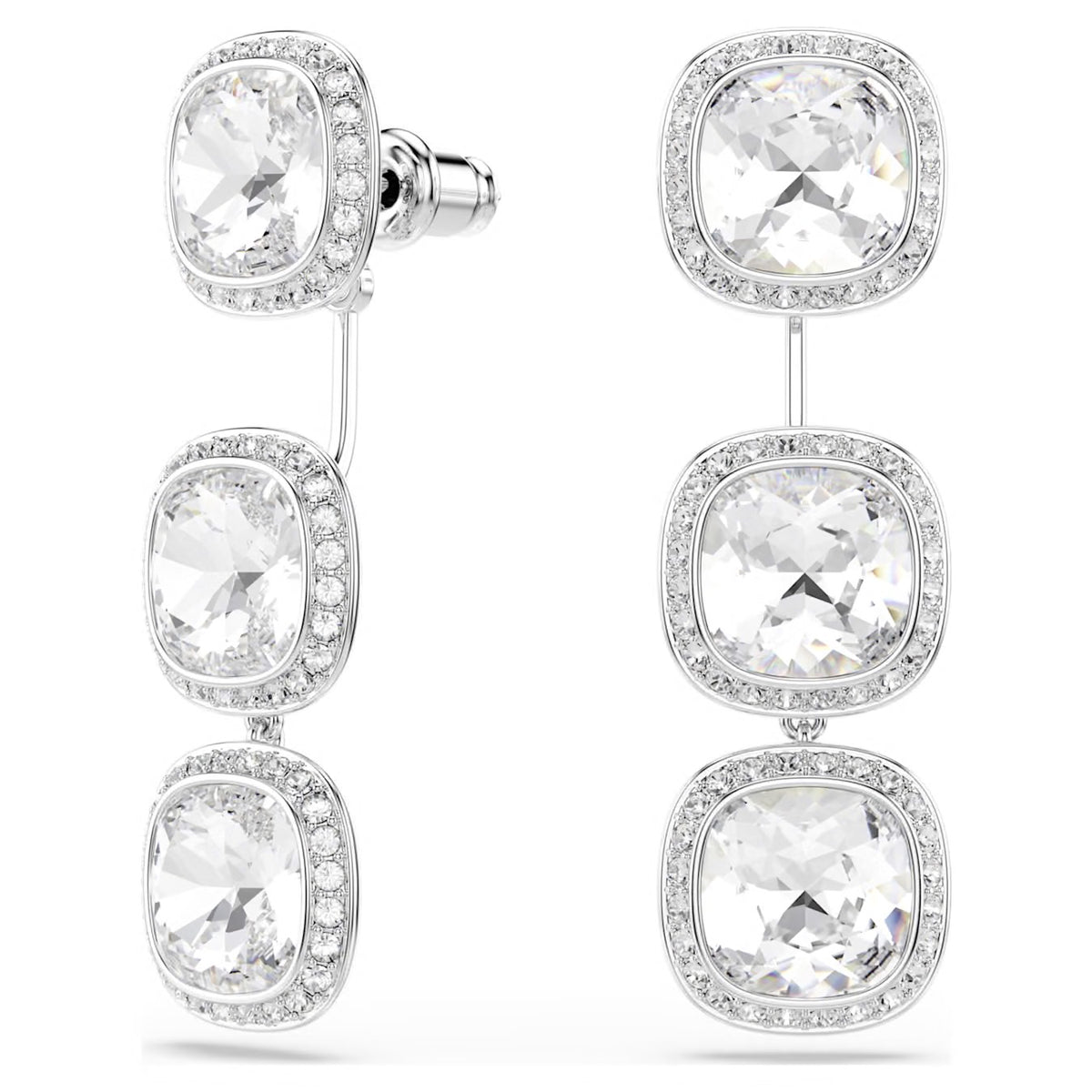 Swarovski Angelic Una Versatile Cushion Cut Drop Earrings White Rhodium Plated