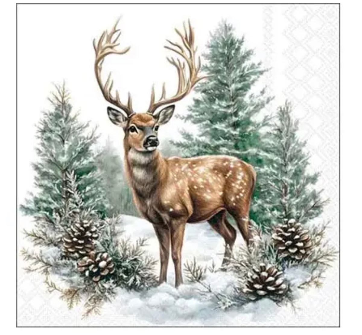 Ambiente Christmas Paper Napkin Winter Stag White