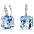 Swarovski Millenia Drop Earrings Cushion Cut Blue Rhodium Plated