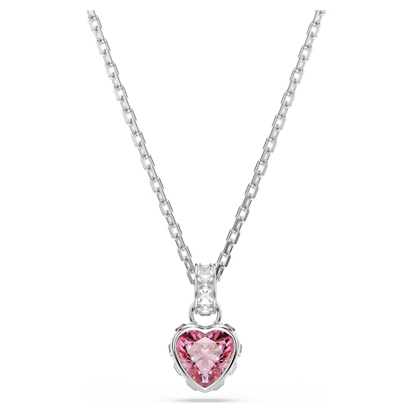 Swarovski Chroma Heart Pendent Mixed Cuts Pink Rhodium Plated