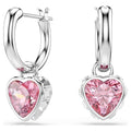 Swarovski Chroma Drop Earrings Heart Pink Rhodium Plated